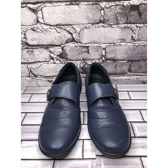 Spring Step Blue Leather Floral Casual Clogs Strap Shoes Women Sz 39EU/8.5M US - Picture 3 of 15